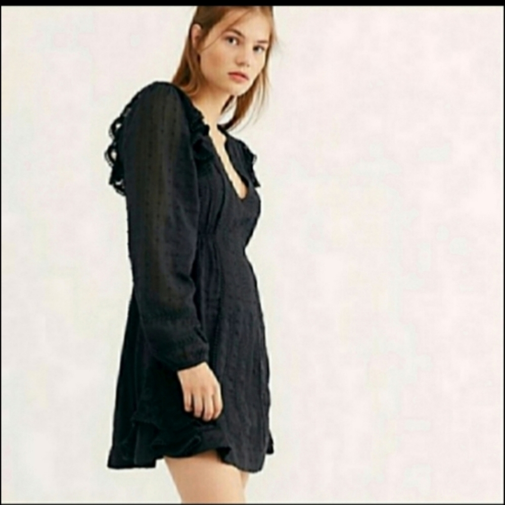 Free People Black Isabella Mini Dress